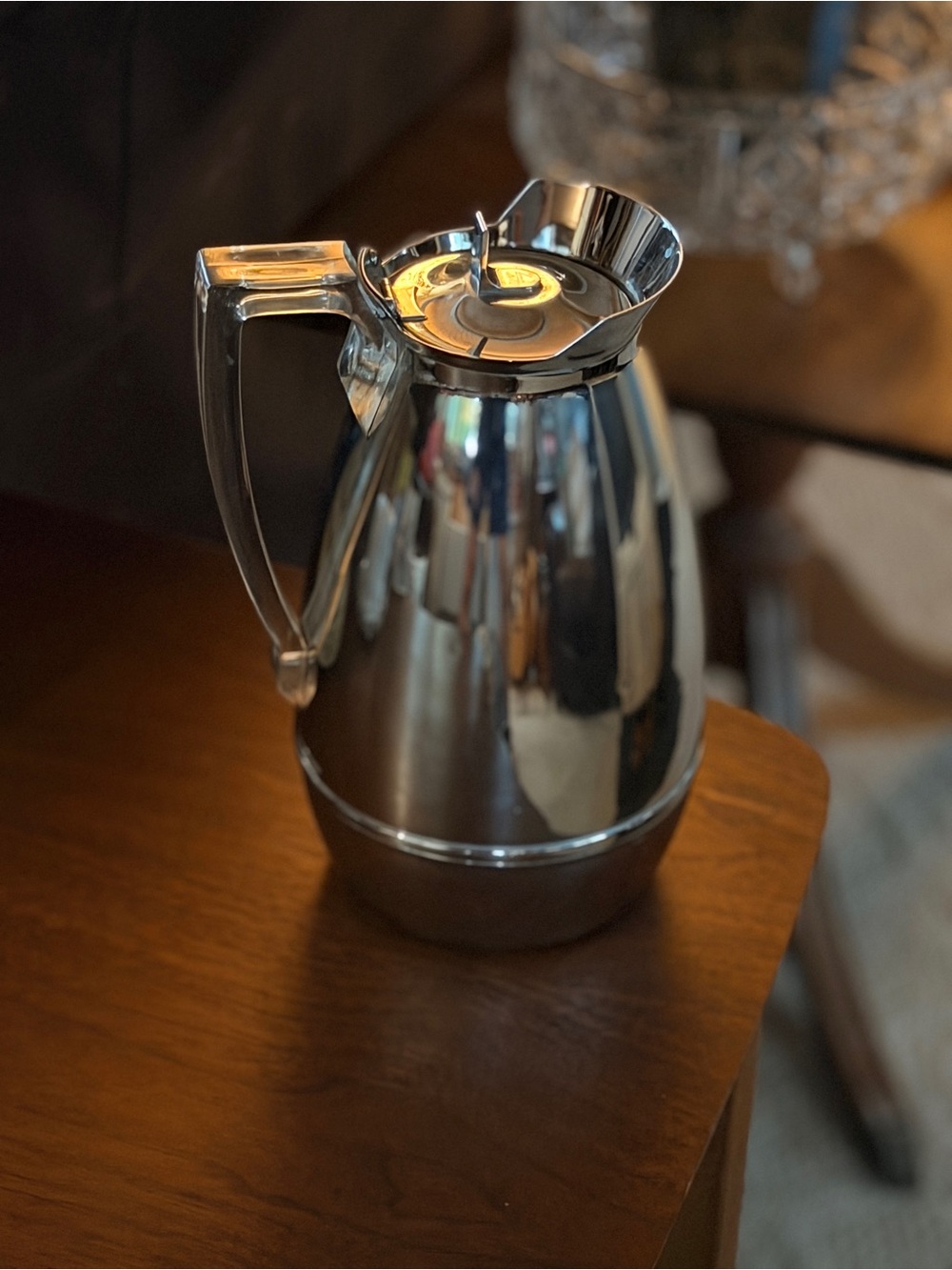 Vintage Thermos Silver Stainless Steel Insulated Carafe with Handle